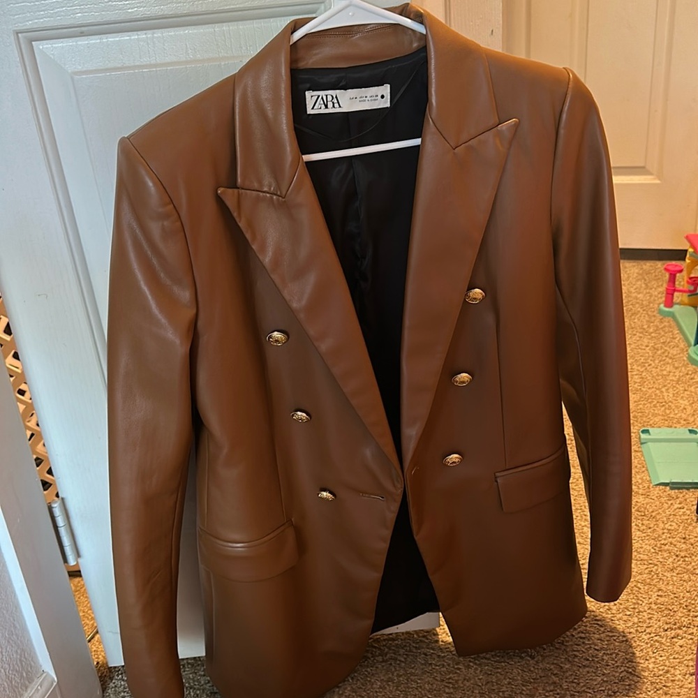 Zara faux leather blazer